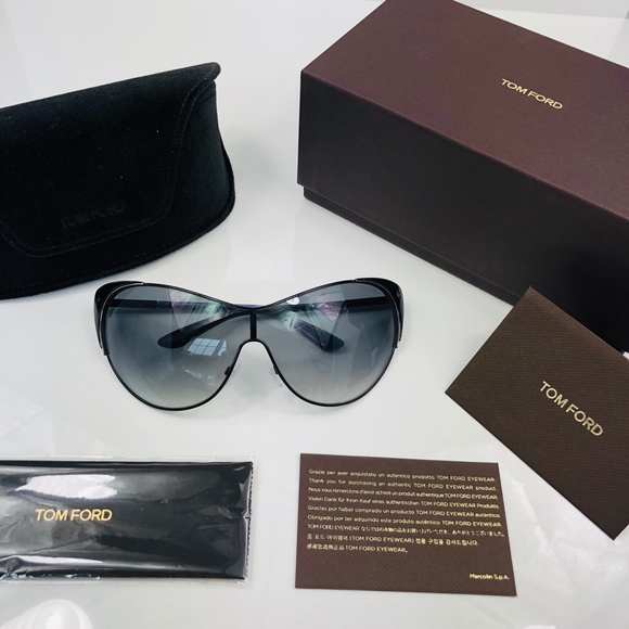 TOM FORD vanda TF364 01B femme surdimensionné cat eye shield lunettes de soleil noir gris TOM FORD vanda TF364 01B femme surdimensionné cat eye shield lunettes de soleil noir gris